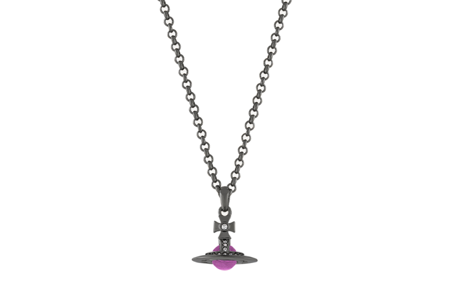 Vivienne Westwood Brass Cubic Zirconia Necklaces Men's Gunmetal Gray