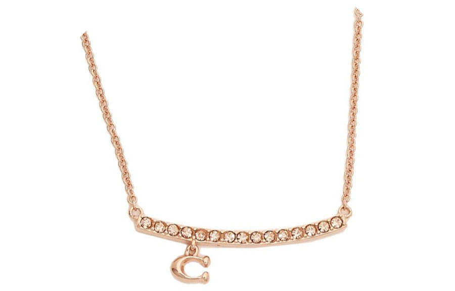 COACH COACH Coating Layer Brass Necklaces Women's Rose Gold