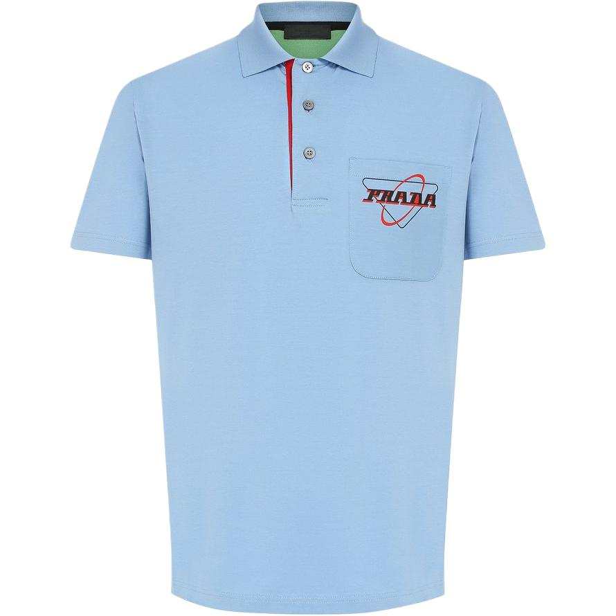 PRADA PRADA Polo Shirts Men's Blue Polo Collar Moderate