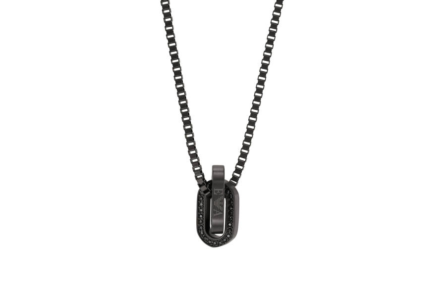EMPORIO ARMANI Stainless Steel Necklaces Men's Black