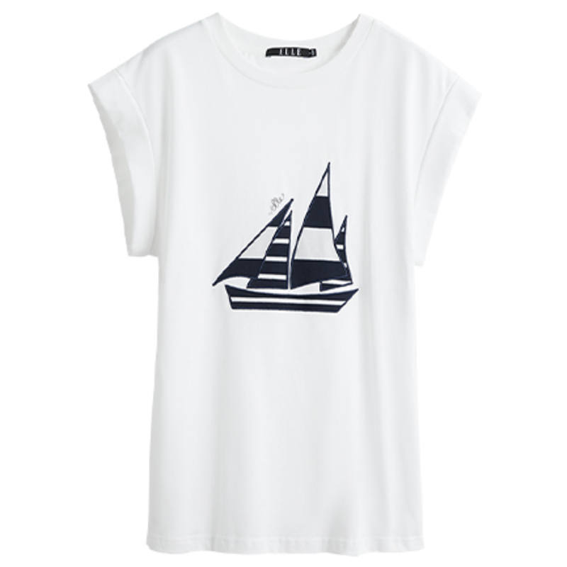 ELLE Drop Shoulder Sleeve T Shirt Women's Summer