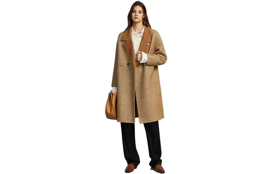 ELLE Coats Women's Dark Khaki Suit Collar Moderate
