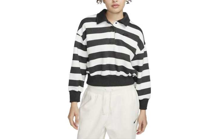 Nike Nike Sportswear Phoenix Fleece Women's Oversized 3/4-Sleeve Striped Crop Polo