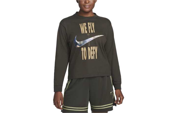 Nike Nike T Shirts Women's Brown Crew Neck Moderate Straight Fit