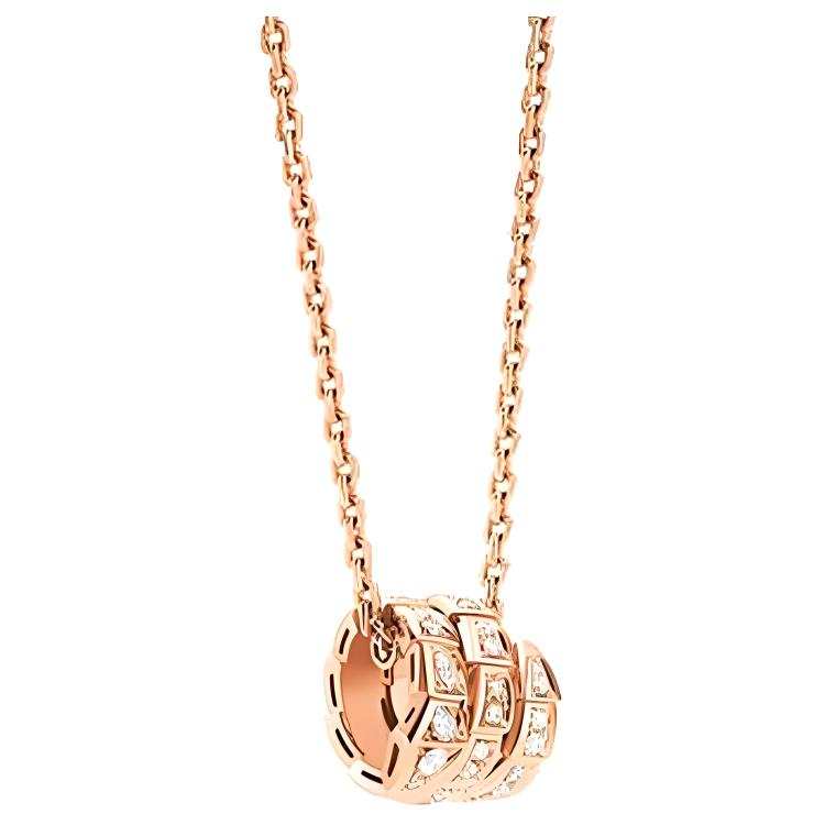 BVLGARI SERPENTI VIPER Diamond Necklaces Unisex Rose Gold