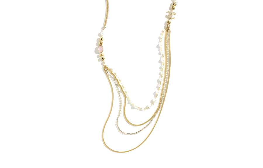 CHANEL Metal, Artificial Pearl, Rhinestone, Crystal Necklaces Women's Gold