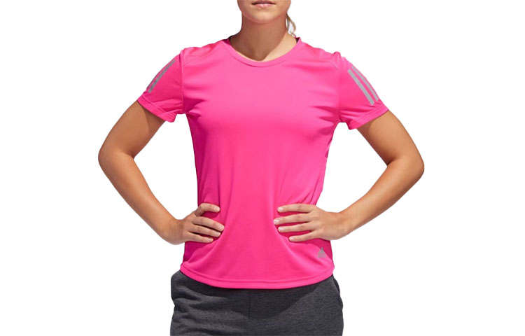 Adidas Adidas T Shirts Women's Pink Crew Neck Moderate Straight Fit