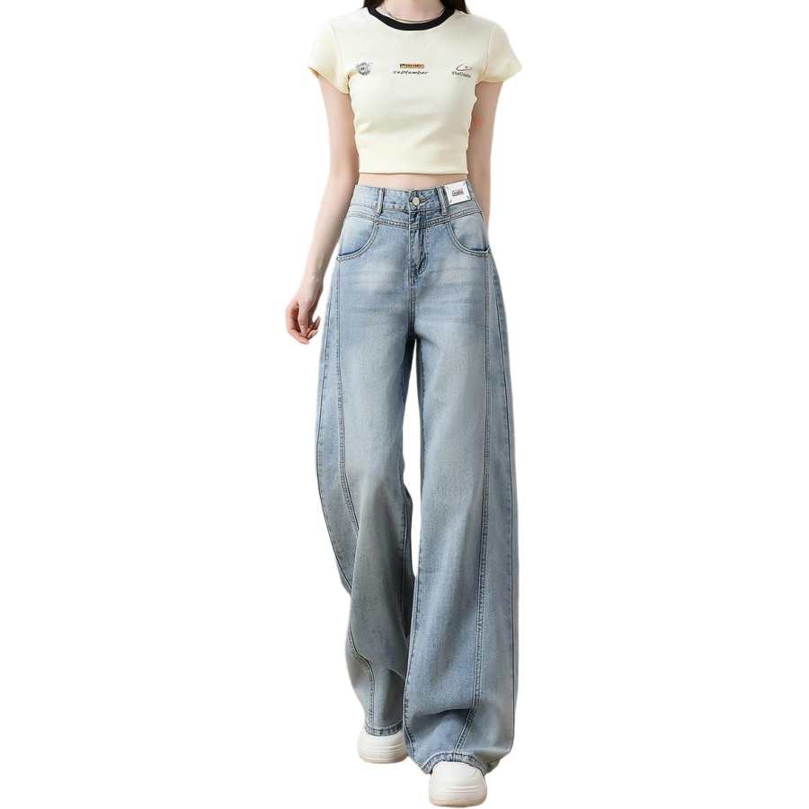 BALENO Jeans Women's Light Blue Summer Lightweight Thin Wide Leg Pants