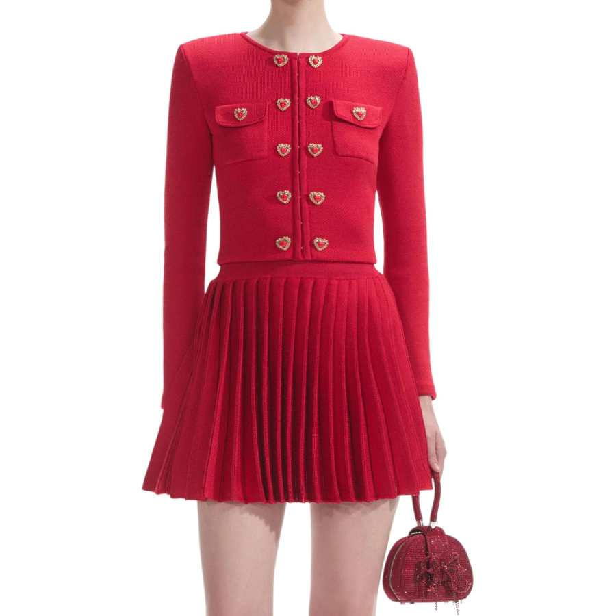Self-portrait Self portrait Pleated Knitted Mini Skirt