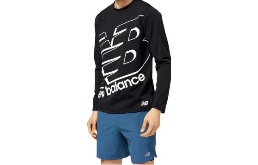 New Balance New Balance T Shirts Men's Black Crew Neck Moderate Straight Fit