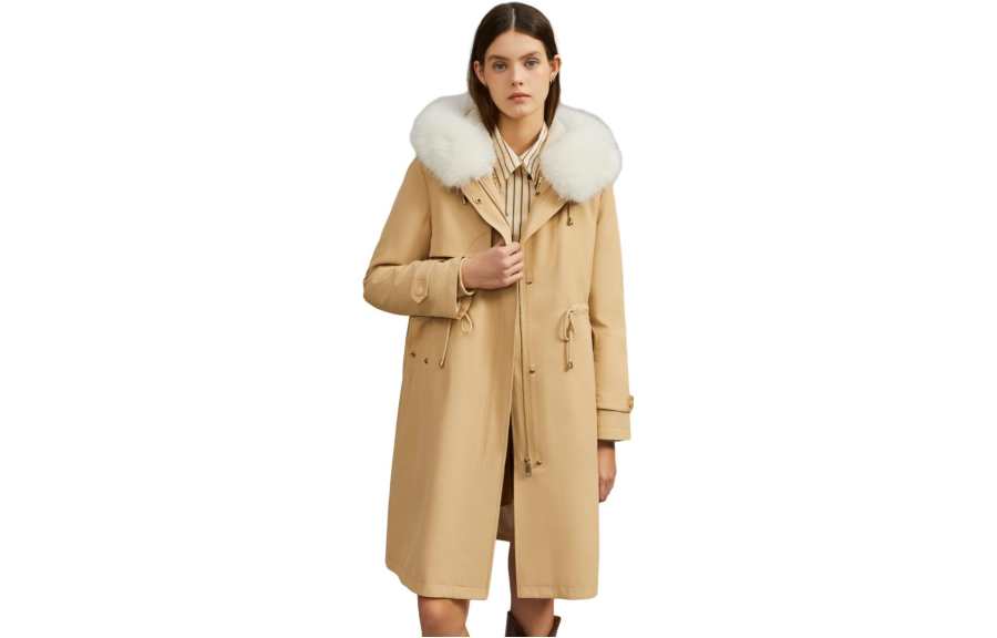 ELLE Down Jackets Women's Light Khaki Hooded Moderate Other