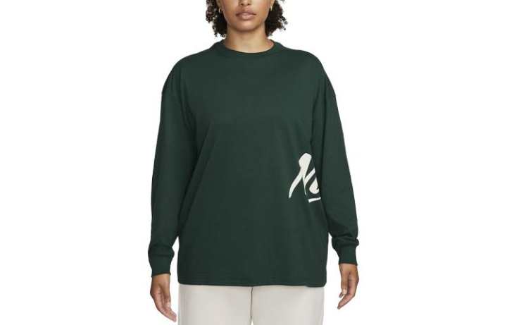 Nike Nike T Shirts Women's Green Crew Neck Moderate Straight Fit