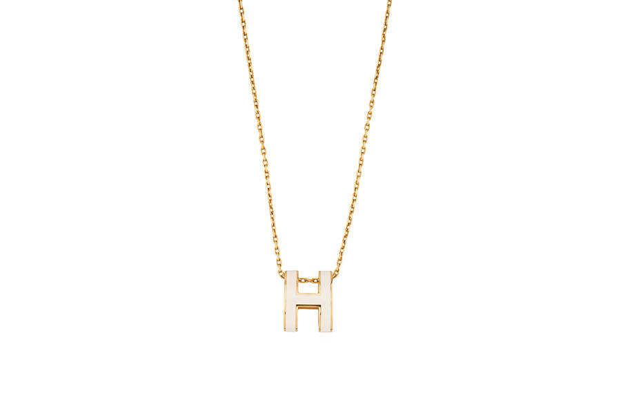 HERMES POP H Titanium Steel Necklaces Women's Gold