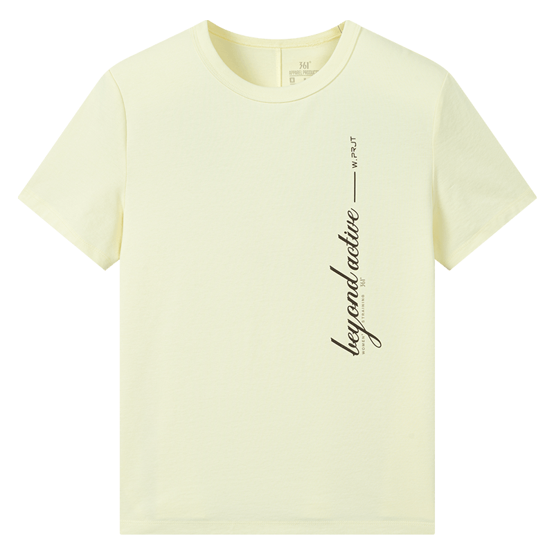 361° T Shirts Women's Mousse Yellow Crew Neck Thin Straight Fit