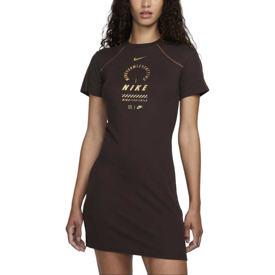 Nike Nike Sportswear Short Sleeved Dress Women's Brown