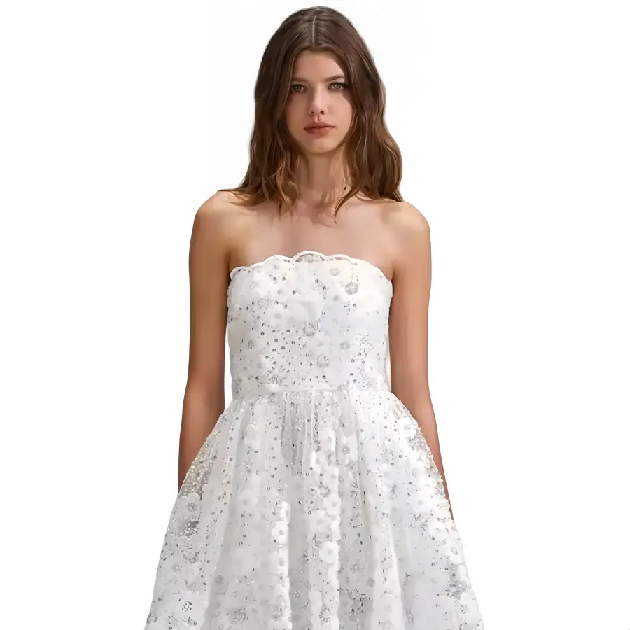 Self-portrait Self portrait Bead embellished Strapless Minidress
