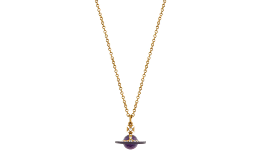 Vivienne Westwood Brass Necklaces Women's Purple Ball/Gold Chain