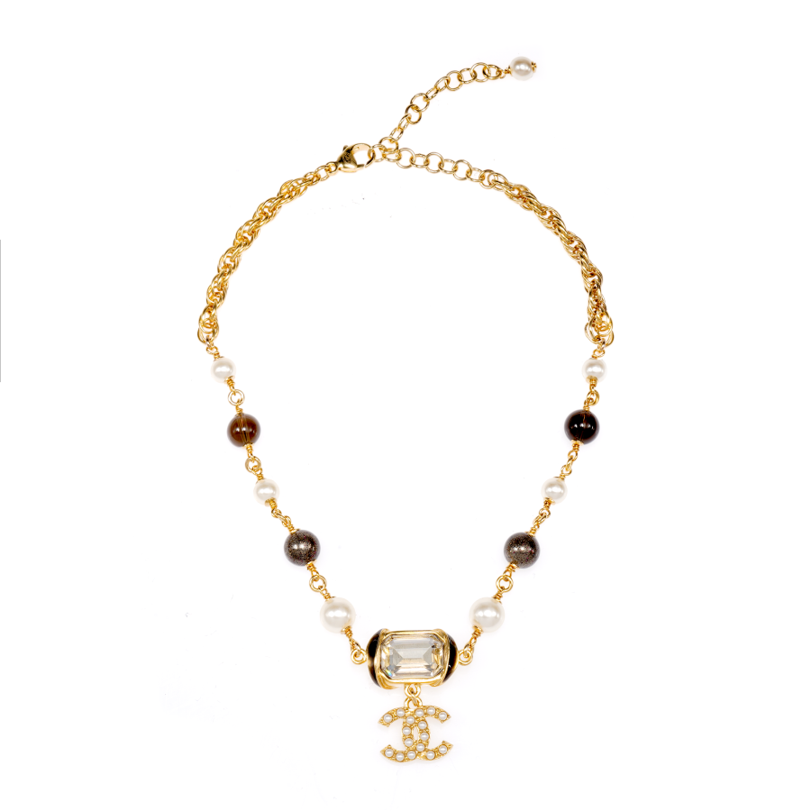 CHANEL Coco Pearl Metal Necklaces Women's Multicolor