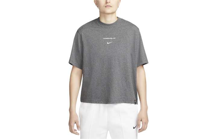 Nike Nike T Shirts Women's Gray Crew Neck Moderate Straight Fit