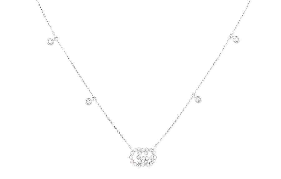 Gucci 18K white gold Double G diamond necklace