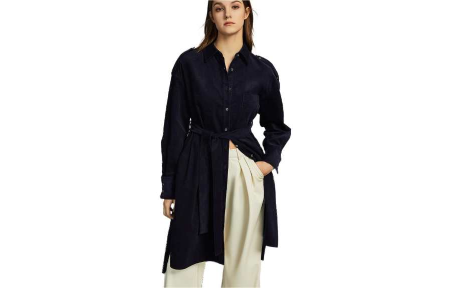 ELLE Long Sleeved Dresses Women's Lapel Moderate Short