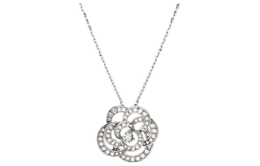 CHANEL CAMELIA 18K White Gold Necklaces Women's