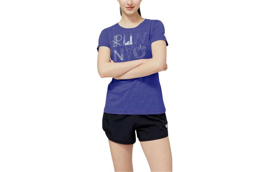 New Balance New Balance T Shirts Women's Royal Blue Crew Neck Moderate Straight Fit
