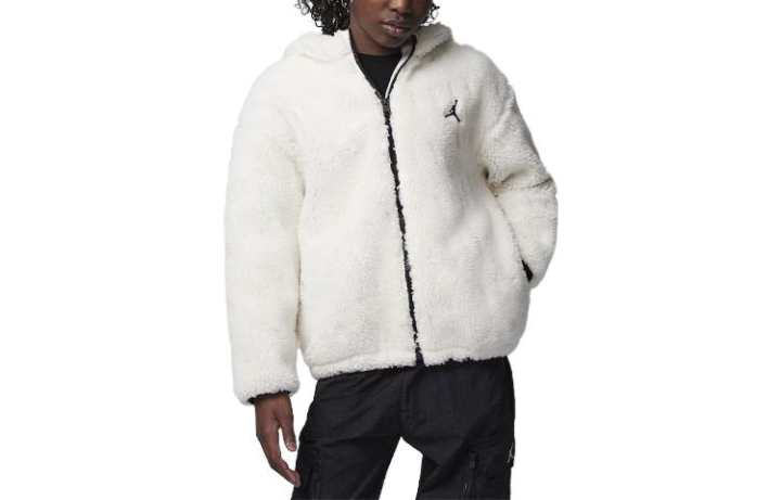 Jordan Jordan Kids' Apparel Jacquard Sherpa Jacket Velvet feel Coat White Kids'