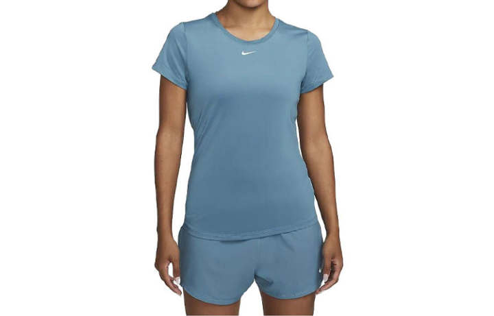 Nike Nike T Shirts Women's Aqua Green Crew Neck Moderate Straight Fit