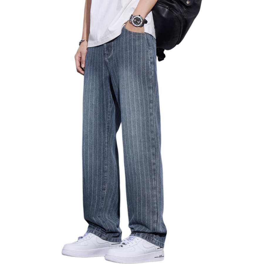 Tonlion Jeans Unisex Blue Moderate Straight Fit Pants