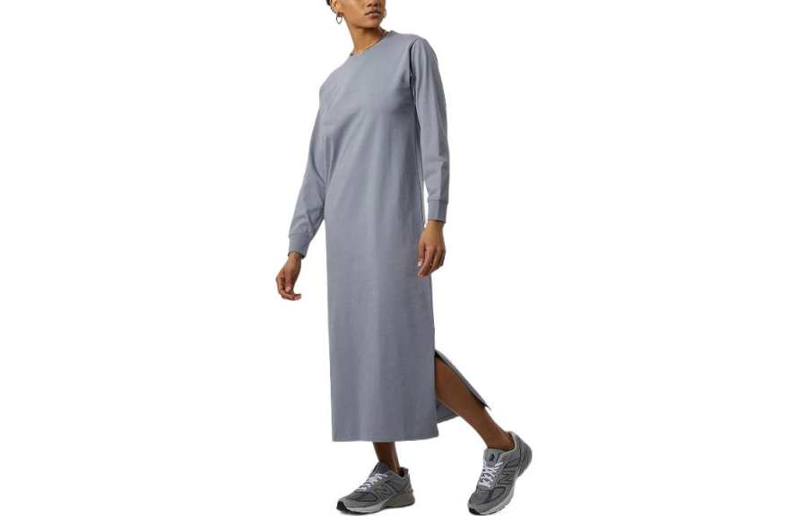New Balance New Balance Long Sleeved Dresses Women's Gray Crew Neck Thin Long