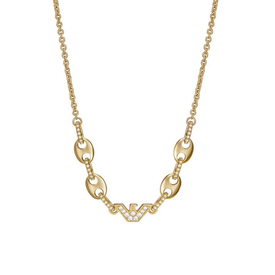 EMPORIO ARMANI Gold Tone Brass Station Necklace