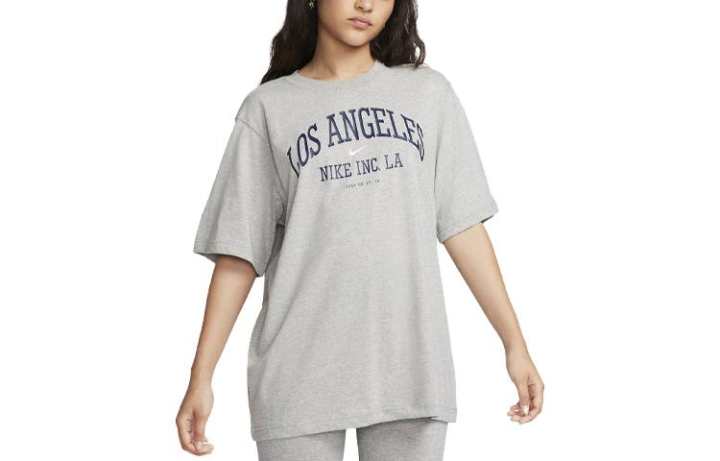 Nike Nike T Shirts Women's Dark Gray Crew Neck Moderate Straight Fit