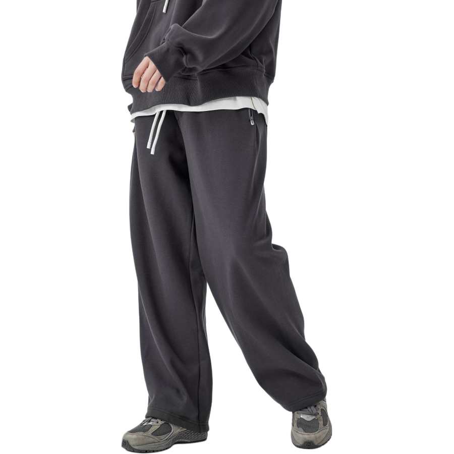 Bodydream Basic Fleece Lined Loose Fit Sweatpants Minimalist Style Versatile Pants Straight Fit Casual Pants Unisex