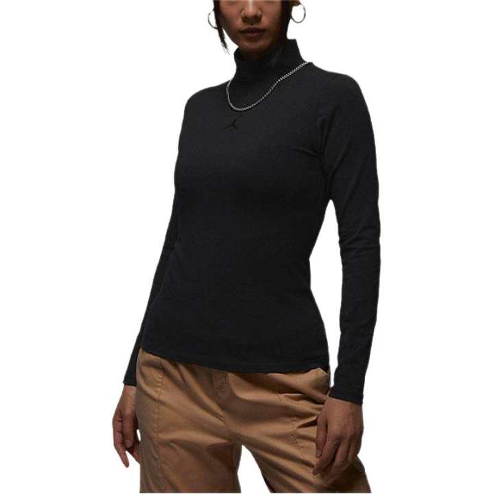 Jordan Jordan T Shirts Women's Black Turtleneck Moderate Straight Fit