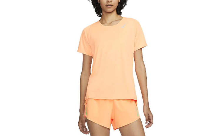 Nike Nike T Shirts Women's Peach Pink Crew Neck Moderate Straight Fit