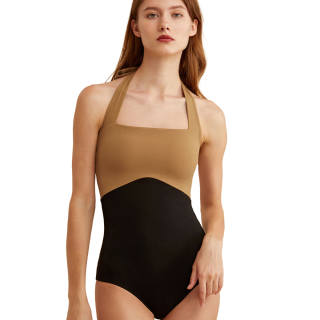 Visual Mood One Piece Swimsuits Women's Classic Yellow & Black Triangle One Piece Swimsuit