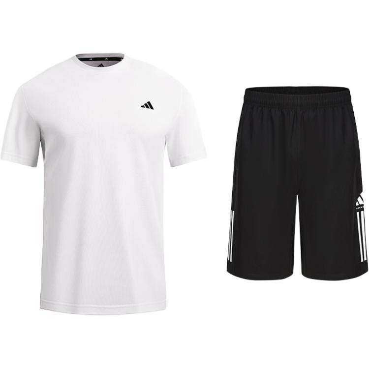 Adidas Adidas Casual Sportswear Men's Black White Crew Neck Moderate