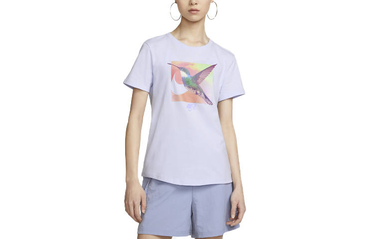 Nike Nike T Shirts Women's Purple Crew Neck Moderate Straight Fit