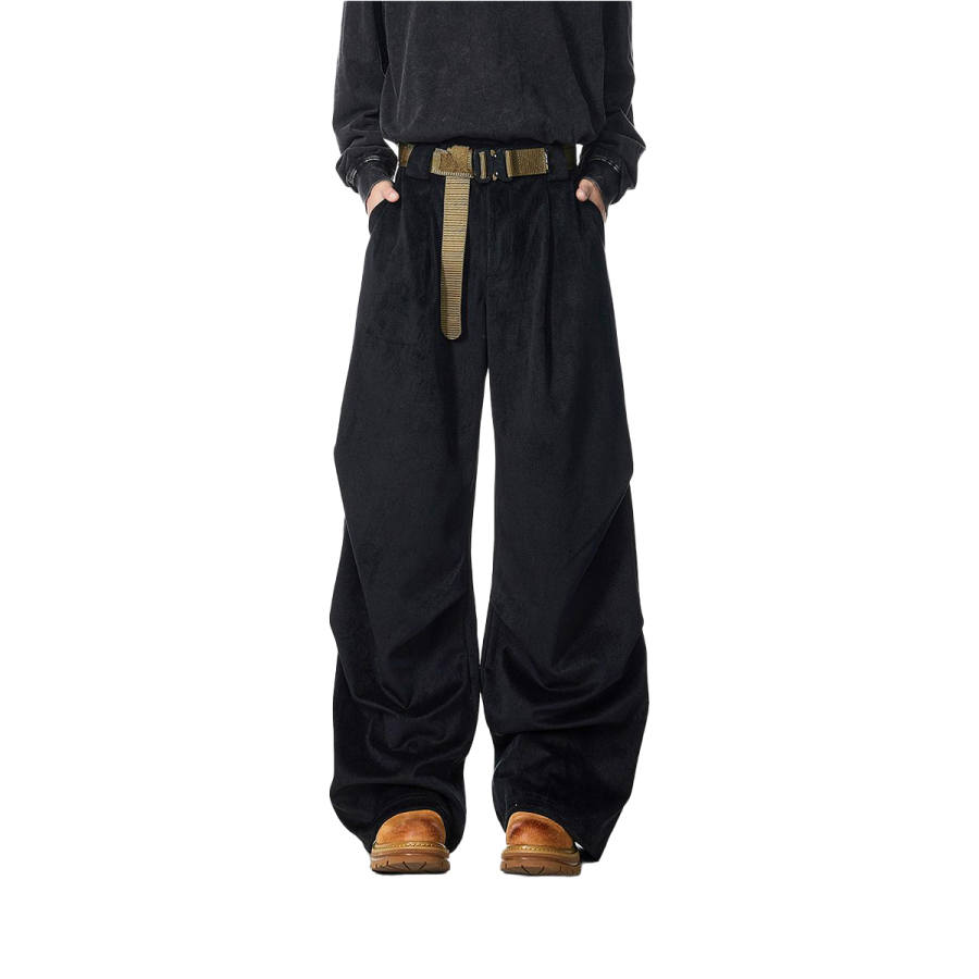 V37 Cleanfit Pleated Design Corduroy Parachute Casual Pants Unisex