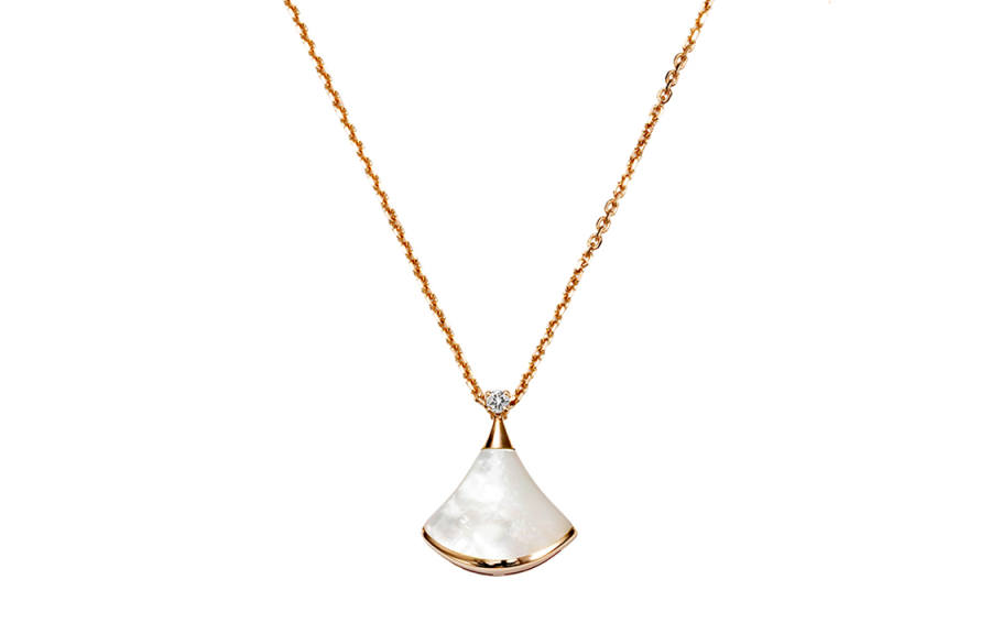BVLGARI Divas' Dream Series Diamond 18K Rose Gold, Mother Of Pearl Necklaces Unisex White