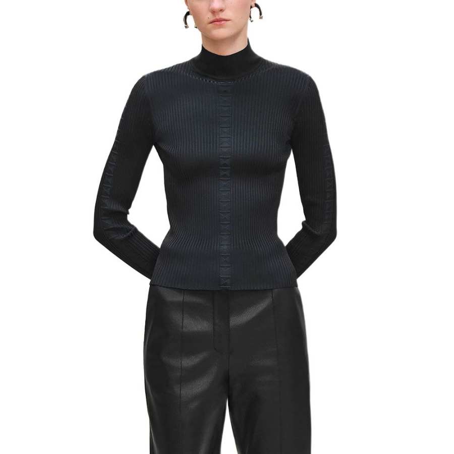 HERMES Knitwear Women's Black Turtleneck Moderate Other