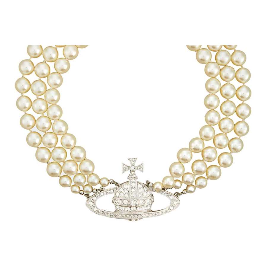 Vivienne Westwood Brass Crystal Necklaces Women's Silver