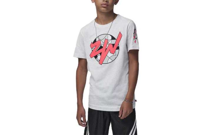 Jordan Jordan T Shirt Zion Ring Tee Light Gray Kids'