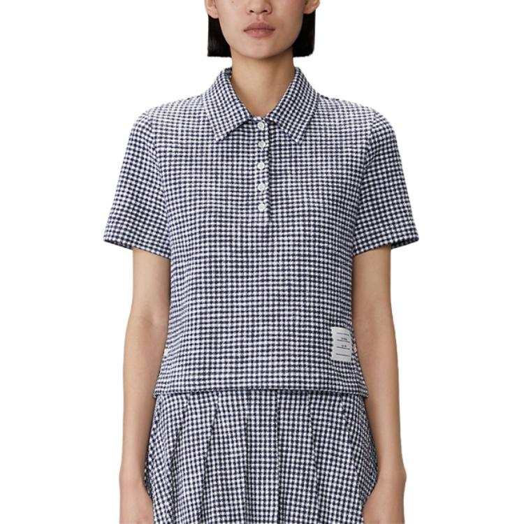 THOM BROWNE Thom Browne gingham tweed polo top