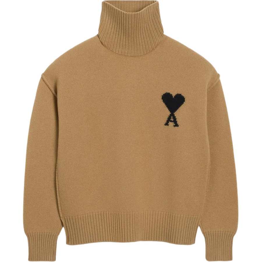 AMIPARIS Ami Paris Ami De Coeur Turtleneck Logo Intarsia Knit Jumper