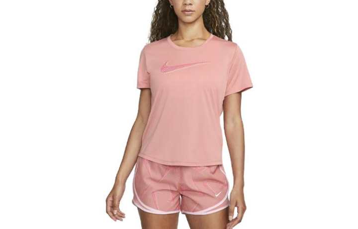 Nike Nike T Shirts Women's Pink Crew Neck Moderate Straight Fit
