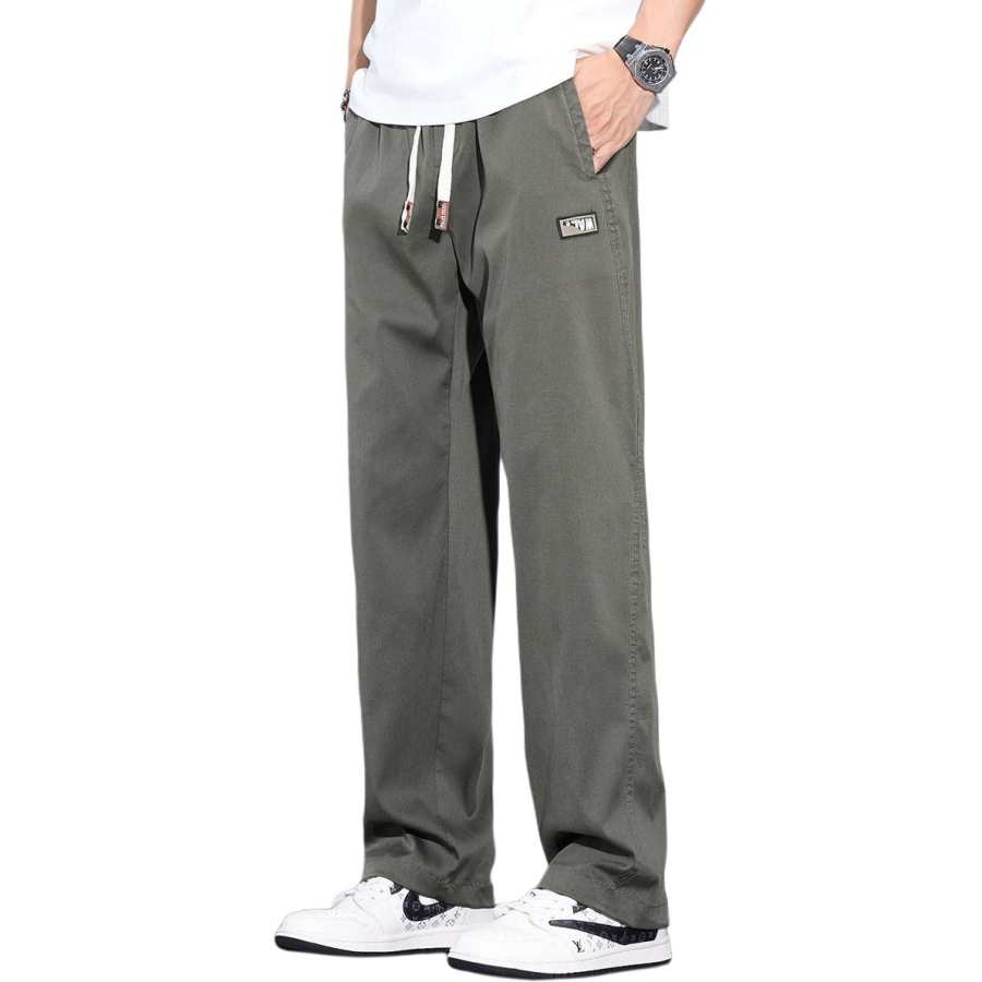 Tonlion Casual Pants Unisex Thin Straight Fit Pants