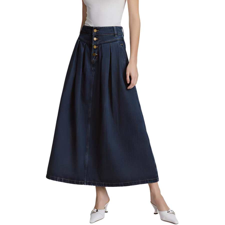ELLE Denim Long Skirt Women's Blue