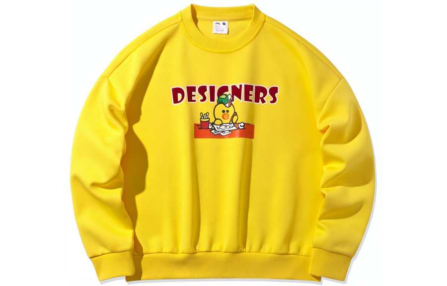 Li-Ning Li Ning Sweatshirts Women's Yellow Crew Neck Moderate Regular